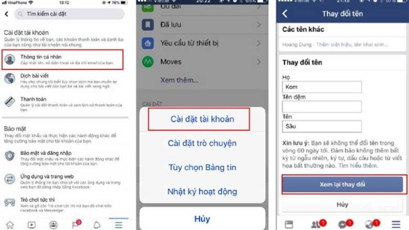 cách đổi tên Facebook trên điện thoại  IOS